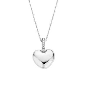 NEW TI SENTO women's puff heart necklace in silver